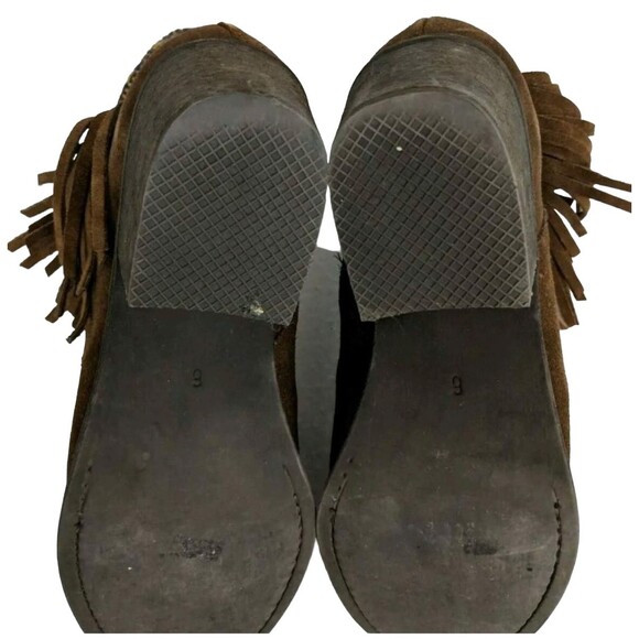 Anthropology Fortress of Inca Fringed Ankle Boots Womens Size 6 Brown Suede Boho - Picture 9 of 12